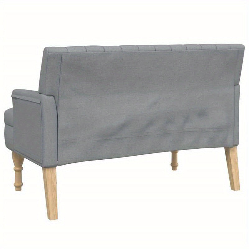 Bankstel – Bank – Hoekbank – 3-zitsbank – Zitbank – Lichtgrijs Stof – Met Kussens – Compact 113x64,5x75,5 cm