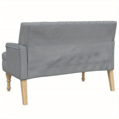 Bankstel – Bank – Hoekbank – 3-zitsbank – Zitbank – Lichtgrijs Stof – Met Kussens – Compact 113x64,5x75,5 cm