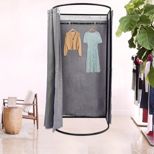 Kledingpaskamer – Kleedruimte – Paskamer – Omkleedruimte – Omkleedcabine – 2-Persoons Capaciteit – Stevig Metalen Frame – Privacy Gordijn – Compact En Eenvoudig In Te Klappen – Grijs