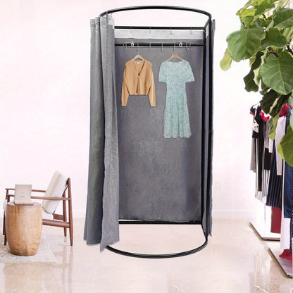 Kledingpaskamer – Kleedruimte – Paskamer – Omkleedruimte – Omkleedcabine – 2-Persoons Capaciteit – Stevig Metalen Frame – Privacy Gordijn – Compact En Eenvoudig In Te Klappen – Grijs