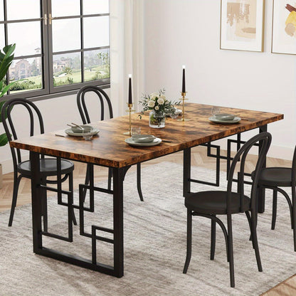 Eettafel – Keukentafel – Tafel – Eetkamertafel – Rechthoekige Tafel – Hout – Zwart Metalen Frame – 160 cm – Geschikt Voor 4-6 Personen