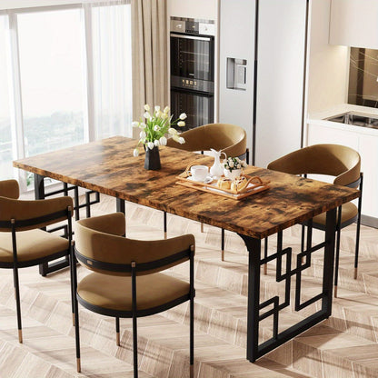 Eettafel – Keukentafel – Tafel – Eetkamertafel – Rechthoekige Tafel – Hout – Zwart Metalen Frame – 160 cm – Geschikt Voor 4-6 Personen