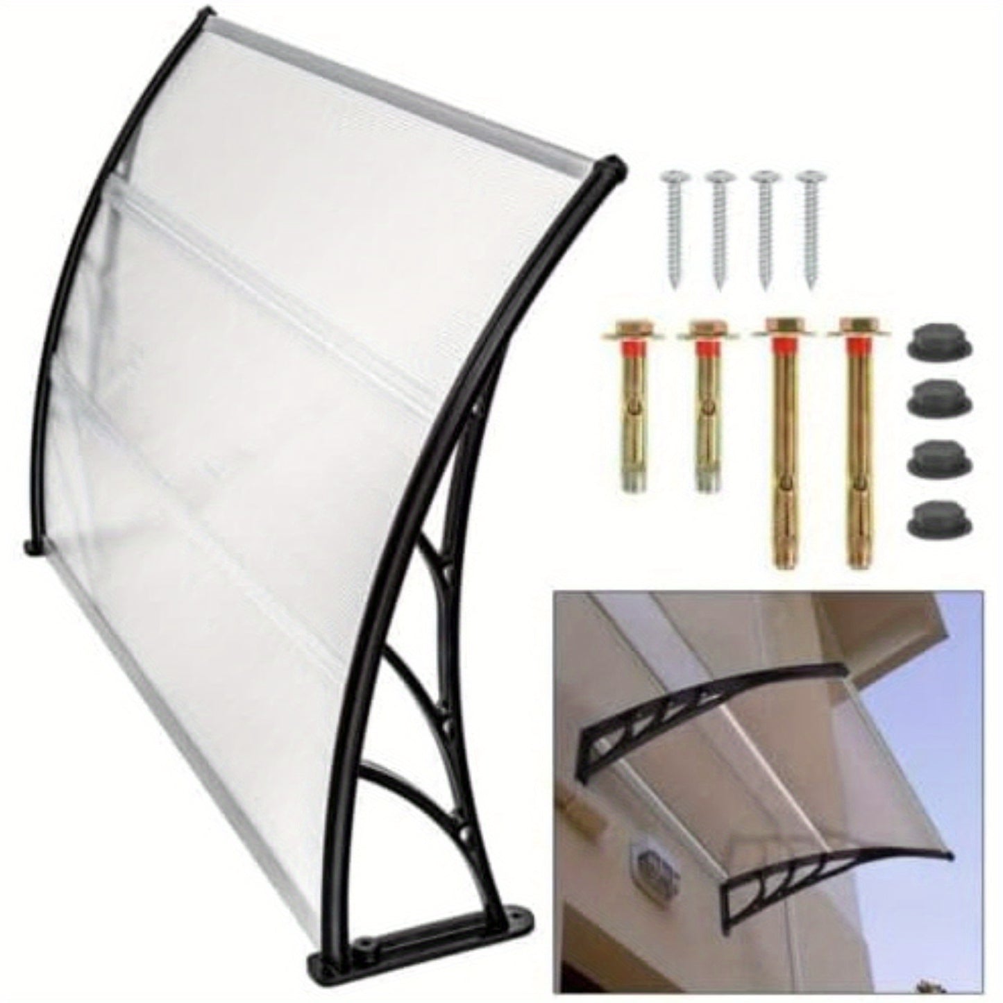 Deurluifel – Voordeur Luifel – Afdak Voordeur – Overkapping Deur – Door Canopy – Transparant Kunststof – Weer- en Sneeuwbestendig 150x90 cm