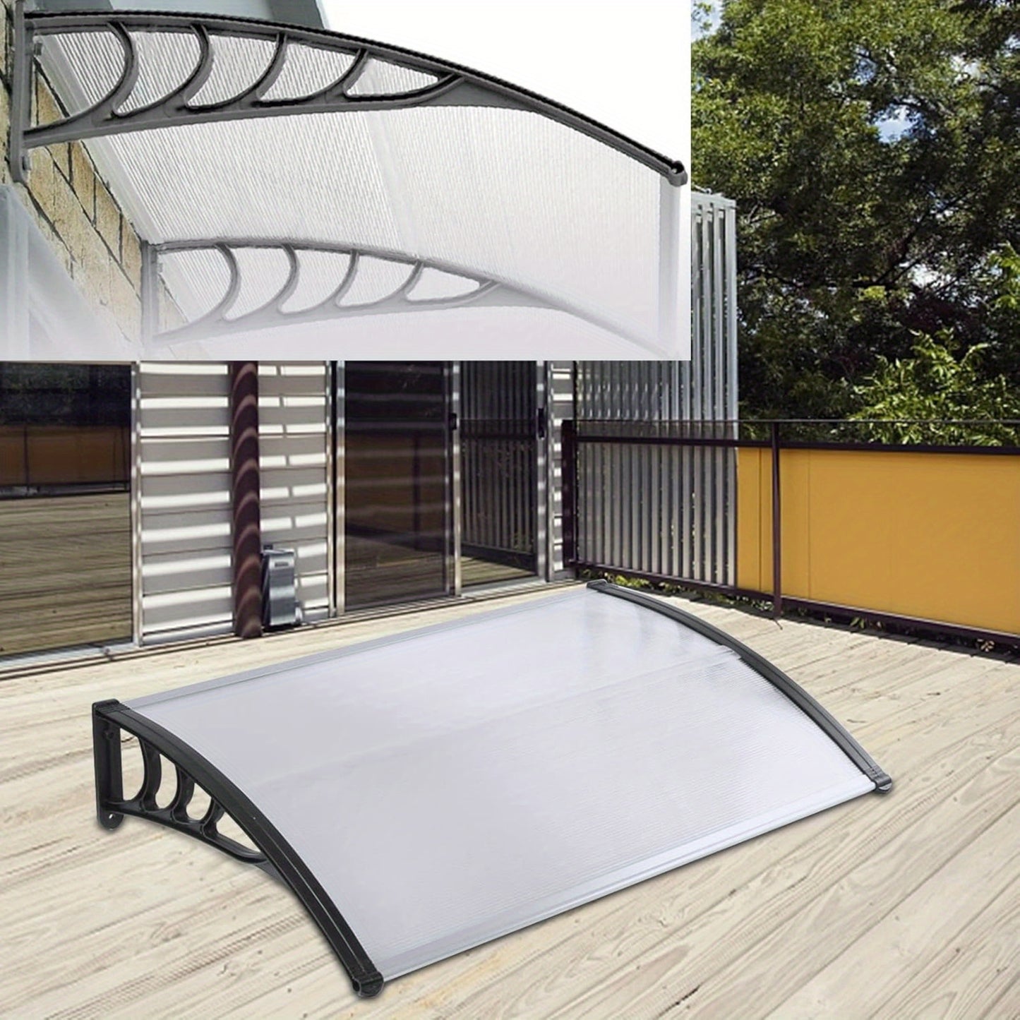 Deurluifel – Voordeur Luifel – Afdak Voordeur – Overkapping Deur – Door Canopy – Transparant Kunststof – Weer- en Sneeuwbestendig 150x90 cm