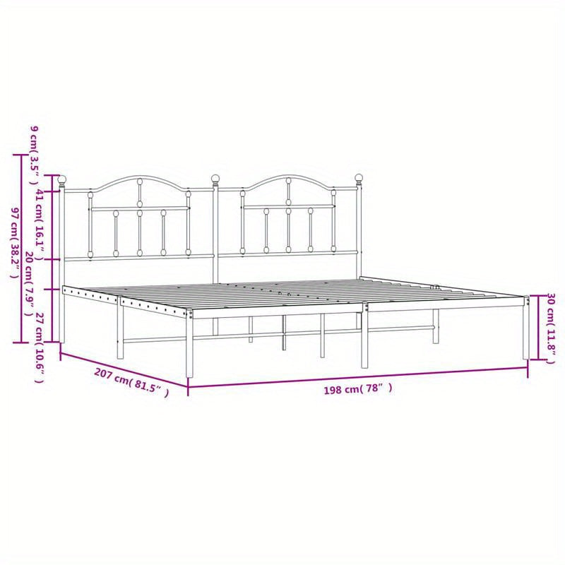 Bed – Ledikant – Slaapbank – Boxspring – Bedframe – Zwart Metaal – Afmeting 193x203 Cm