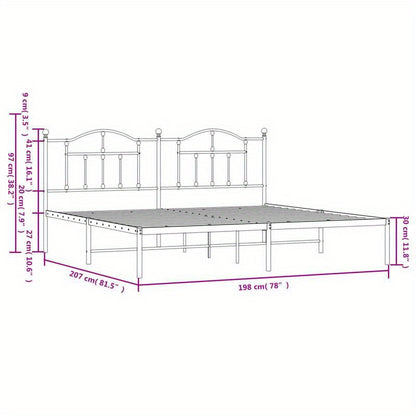 Bed – Ledikant – Slaapbank – Boxspring – Bedframe – Zwart Metaal – Afmeting 193x203 Cm