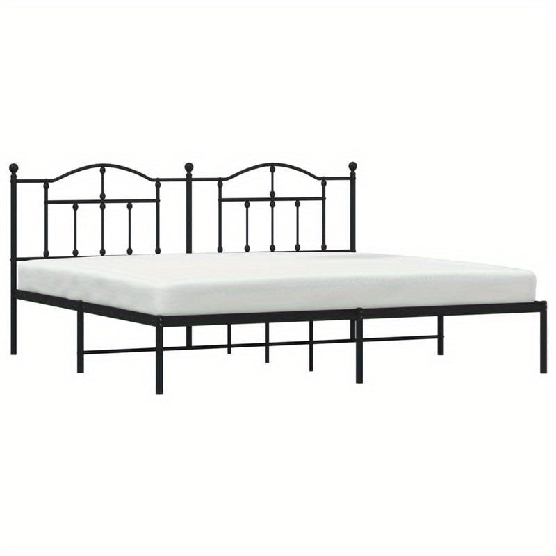 Bed – Ledikant – Slaapbank – Boxspring – Bedframe – Zwart Metaal – Afmeting 193x203 Cm