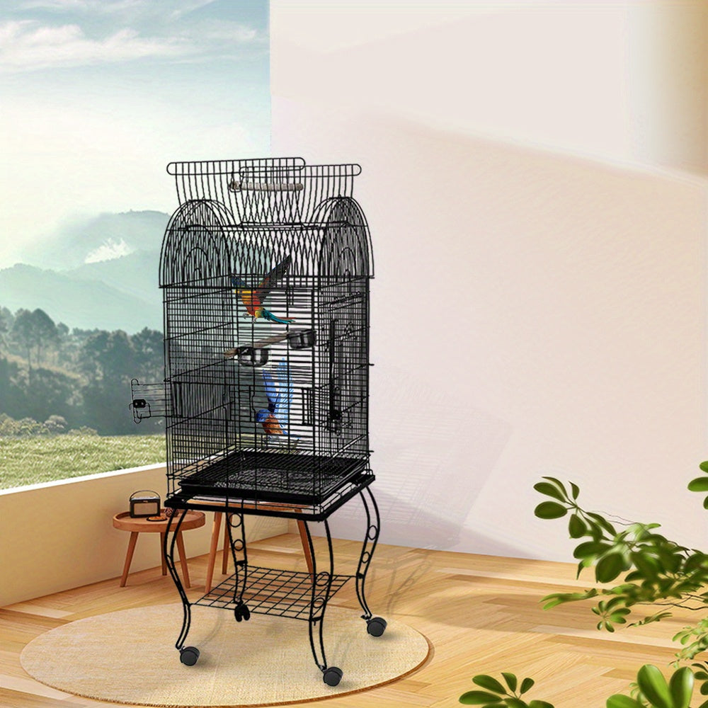 Bird cage with trolley and open skylight, 59 * 59 * 150cm