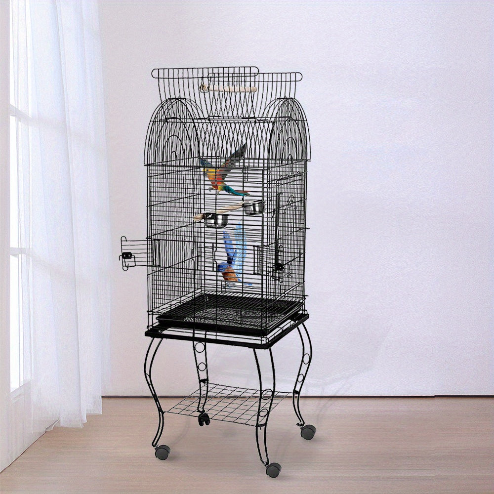 Bird cage with trolley and open skylight, 59 * 59 * 150cm
