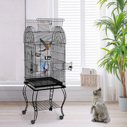 Bird cage with trolley and open skylight, 59 * 59 * 150cm