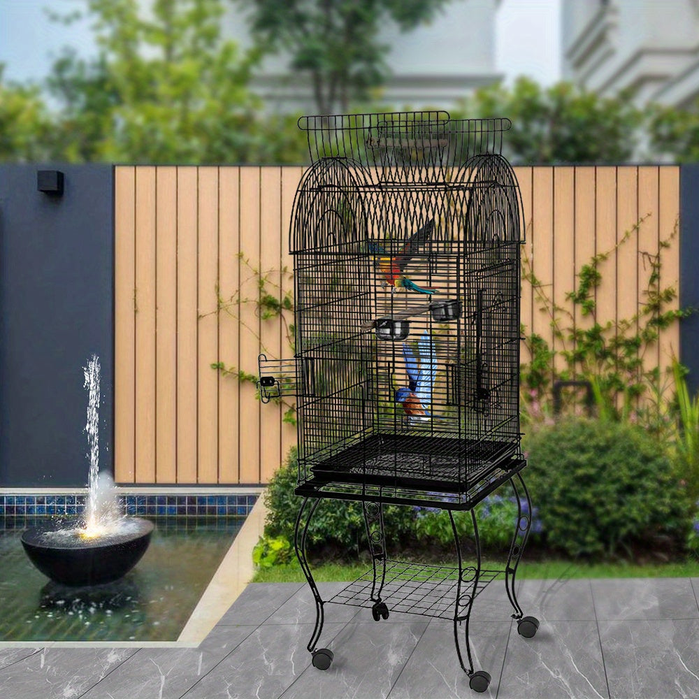 Bird cage with trolley and open skylight, 59 * 59 * 150cm