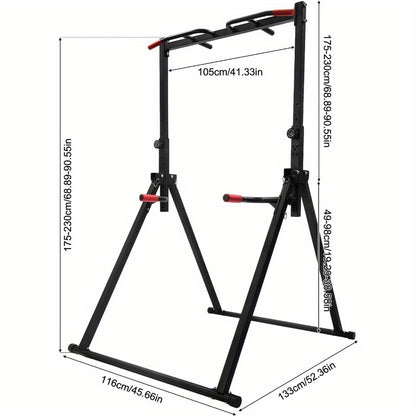 Power Tower – Krachtstation – Pull Up Station – Dip Station – Krachttoren – Verstelbare Hoogte 1,75-2,30 m – Inklapbaar & Max. Draagvermogen 199,58 kg