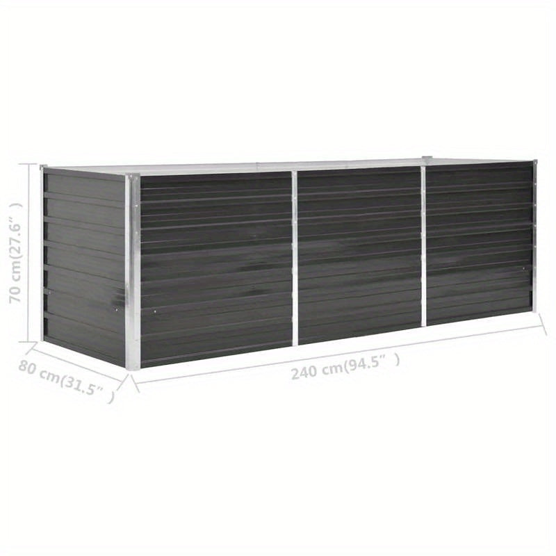 Verhoogde Moestuinbak – Kweekbak – Plantenbak – Tuinbak – Moestuinbak – Gegalvaniseerd Staal – Weerbestendig – 240x80x77 cm – Antraciet