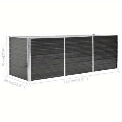 Verhoogde Moestuinbak – Kweekbak – Plantenbak – Tuinbak – Moestuinbak – Gegalvaniseerd Staal – Weerbestendig – 240x80x77 cm – Antraciet