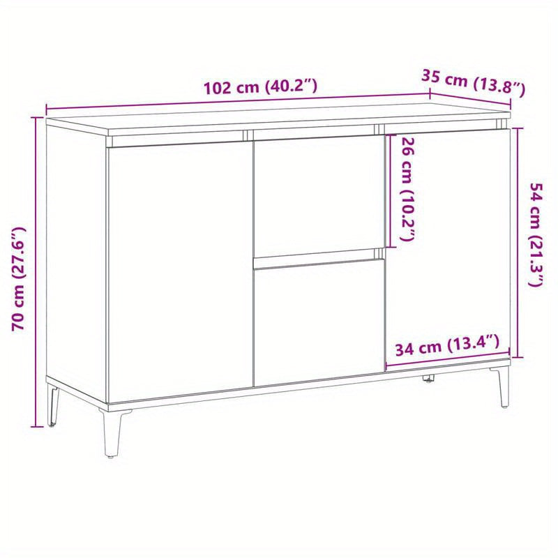 Dressoir – Sideboard – Opbergkast – Buffettafel – Commode – Gerecycled Houtlook – Hardhout – 102x35x70 cm – Stijlvol & Duurzaam