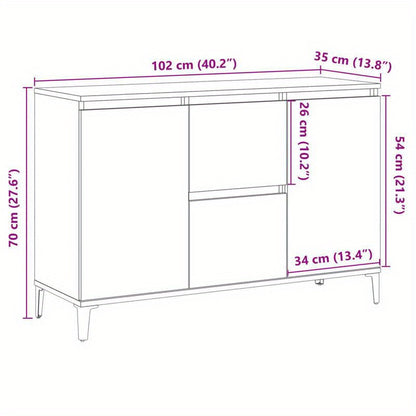 Dressoir – Sideboard – Opbergkast – Buffettafel – Commode – Gerecycled Houtlook – Hardhout – 102x35x70 cm – Stijlvol & Duurzaam