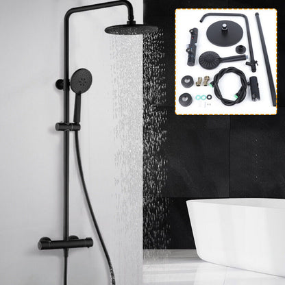 Doucheset – Regendouche – Douchekraan – Handdouche – Douchekop – Mat Zwart – Thermostaatkraan Met Veilige Temperatuur – Verstelbare Doucherail 83-122 cm