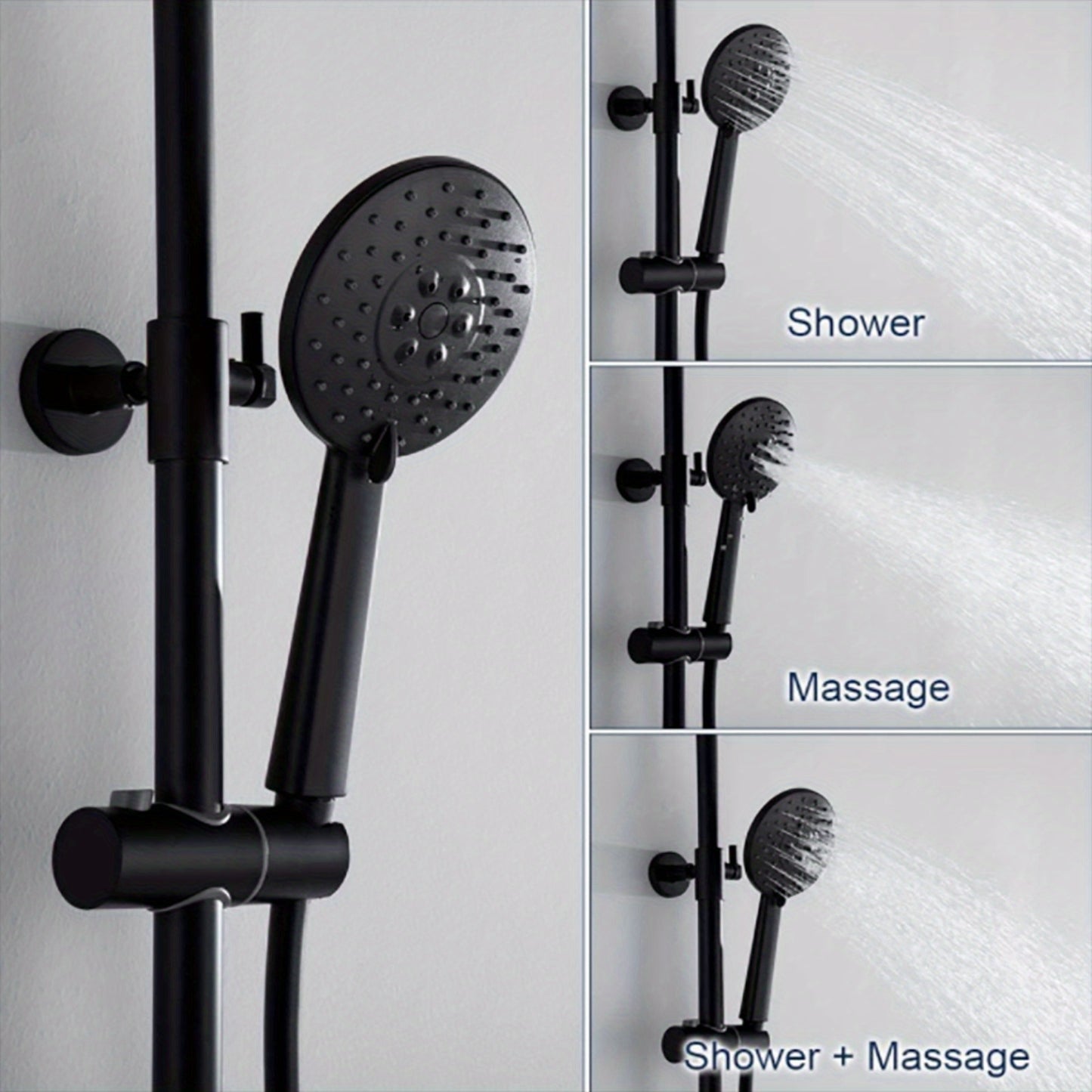 Doucheset – Regendouche – Douchekraan – Handdouche – Douchekop – Mat Zwart – Thermostaatkraan Met Veilige Temperatuur – Verstelbare Doucherail 83-122 cm