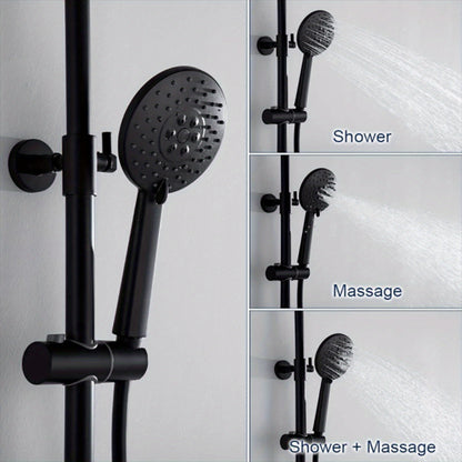 Doucheset – Regendouche – Douchekraan – Handdouche – Douchekop – Mat Zwart – Thermostaatkraan Met Veilige Temperatuur – Verstelbare Doucherail 83-122 cm