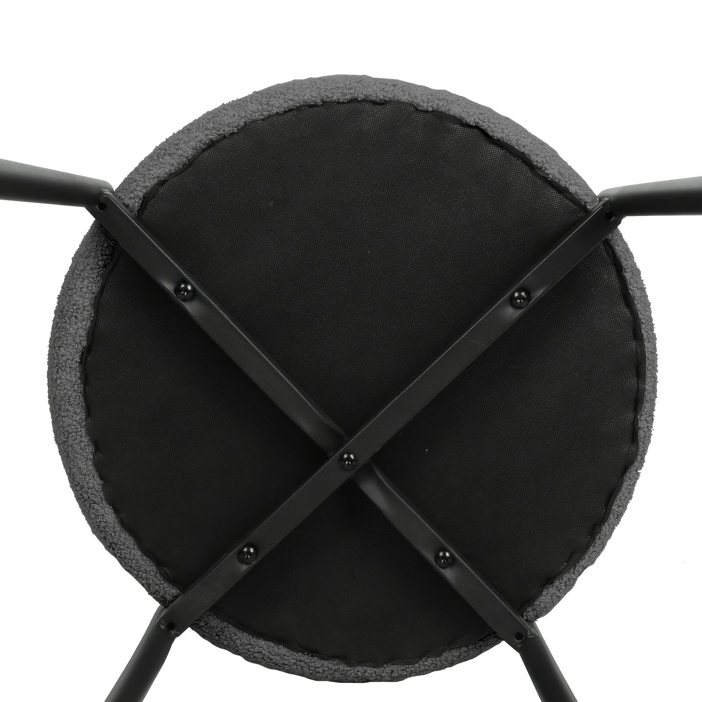 Eetkamerstoelen – Stoelen – Kuipstoelen – Keukenstoelen – Eettafelstoelen – Bouclé Stof – Zwart Metalen Onderstel – Open Rug Design – Set Van 4 – Grijs