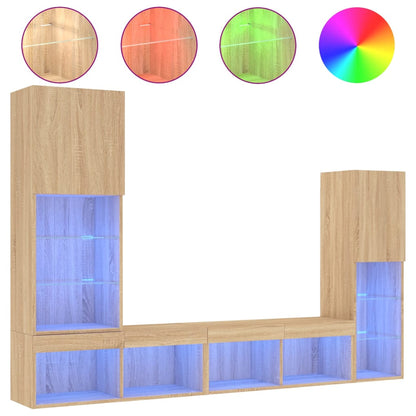 TV Wandmeubel – TV Kast – TV Meubel – Zwevend Meubel – Opbergmeubel – Sonoma Eiken – RGB LED Verlichting – Ruimtebesparend Design