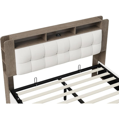 Ladenbed – Tweepersoonsbed – Opbergbed – Bed Met Lade – Stalen Bedframe – 160x200 cm – Fluwelen Bekleding – Gasdrukveren Lade