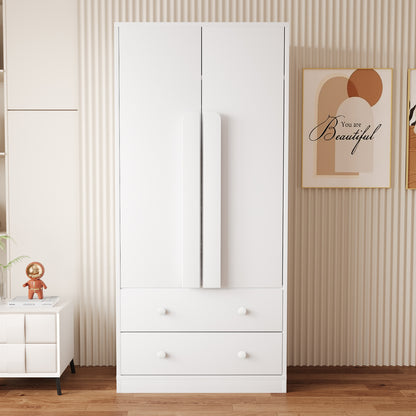 Kledingkast – Garderobekast – Opbergkast – Draaideurkast – Slaapkamerkast – Wit – Met Lades – Metaal – 70x40x170 cm – Eigentijds Design