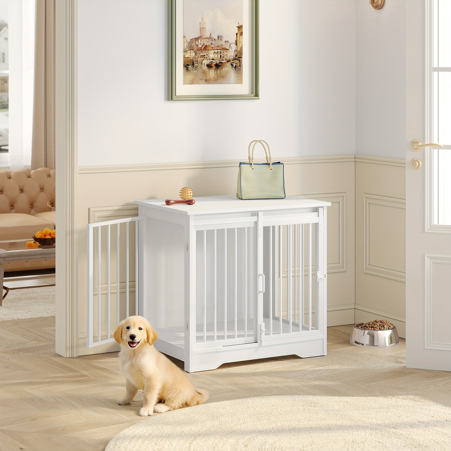 Hondenbench – Hondenkooi – Hondenhok – Bench – Hondenbox – Modern Design – 2 Schuifdeuren Met Slot – 65x110x81 cm – Geschikt Voor Grote Honden Tot 100 kg