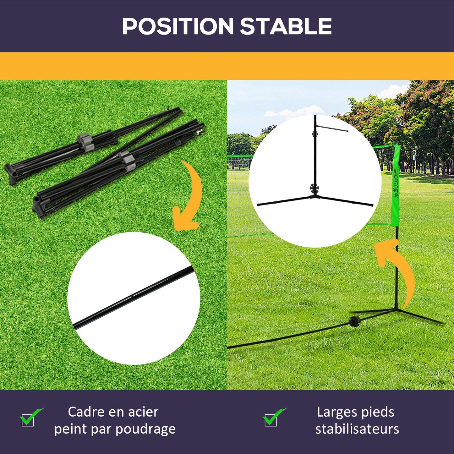 Badmintonnet – Pickleball Net – Volleyball Net – Sportnet – Multisport Set – Verstelbaar Net 107-155 cm – Duurzaam PE Materiaal