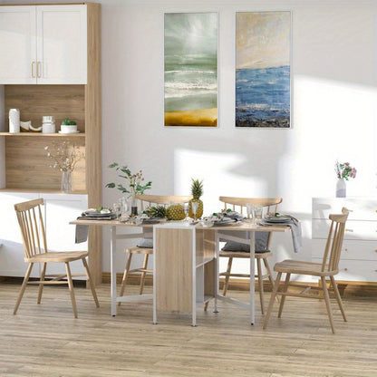 Landelijke Eettafel – Eettafel Met Bijzettafels – Compacte Tafel – Keukentafel – Woonkamertafel – Snelle Montage – Robuuste Metalen Poten