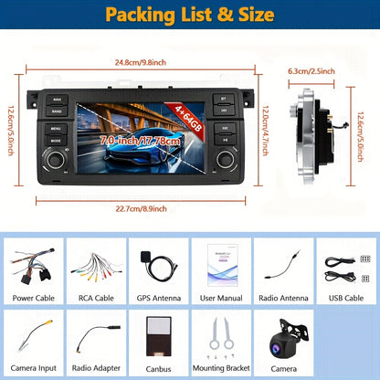 Android Multimediasysteem – Auto Entertainment Systeem – Navigatiesysteem – Inbouwradio – Touchscreen Autoradio – 7 Inch HD Scherm – 4G+64G Geheugen – Wireless CarPlay & Android Auto – GPS Navigatie – AHD Achteruitrijcamera