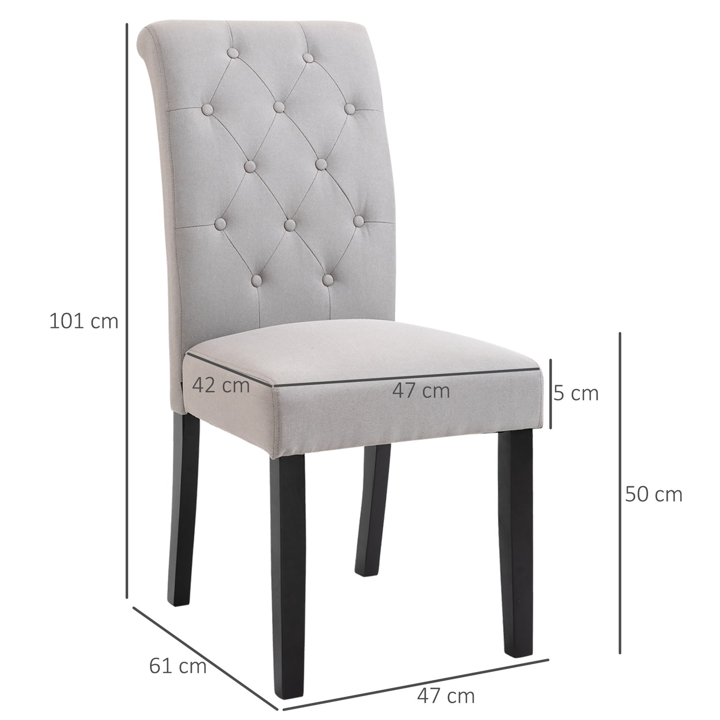 Eetkamerstoel – Keukenstoel – Stoel – Armstoel – Stoel Met Hoge Rugleuning – Comfortabel Linnen Bekleed – Robuuste Houten Poten 47x61x101 cm