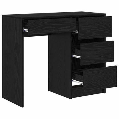 Bureau – Schrijftafel – Thuiskantoor Desk – Modern Bureau – Eigentijds Bureau – Massief Hout – 90 x 37,5 x 75 cm – Zwart Eikenhout