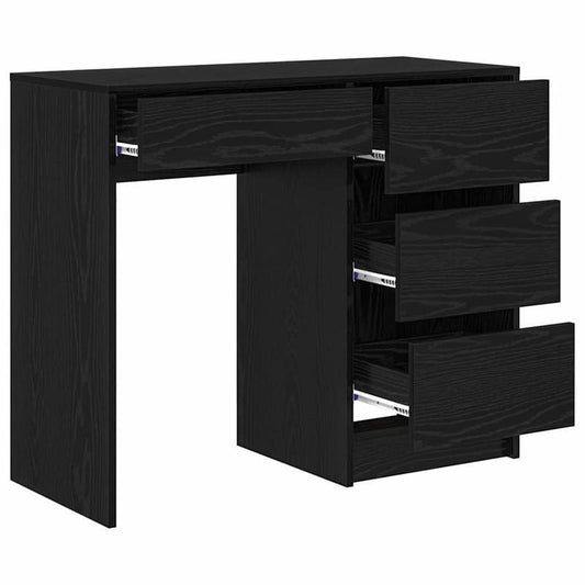Bureau – Schrijftafel – Thuiskantoor Desk – Modern Bureau – Eigentijds Bureau – Massief Hout – 90 x 37,5 x 75 cm – Zwart Eikenhout