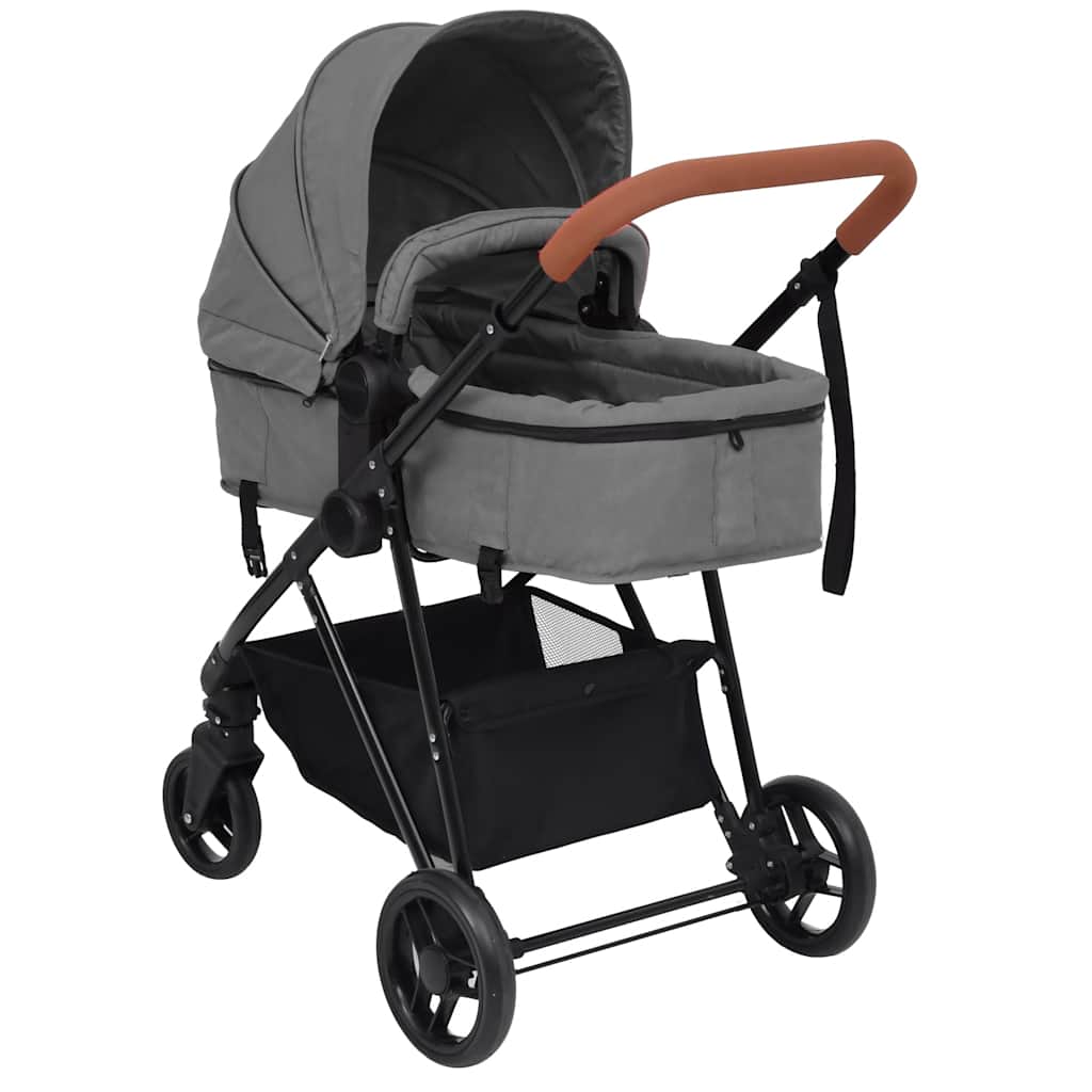 Buggy – Wandelwagen – Plooibuggy – Reisbuggy – Kinderwagen – 2-in-1 Multifunctioneel – Stalen Frame – Verstelbare Zitting – Lichtgrijs
