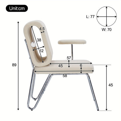 Fauteuil – Lounge Stoel – Eetkamerstoel – Bureau Stoel – Zetel – Multifunctioneel – Verwisselbare Arm- en Rugleuningen – Stevig Metalen Frame – Ruimtebesparend – Beige