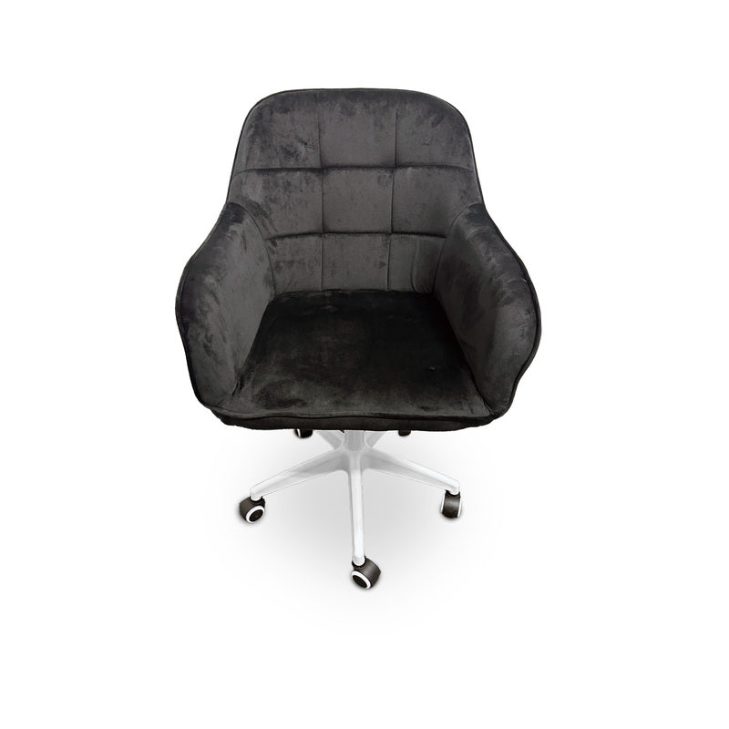 Bureaustoel – Kantoorstoel – Werkstoel – Deskchair – Armstoel – Zwart – Fluwelen Bekleding – 360° Draaibaar – Verstelbare Zithoogte 35-45 cm