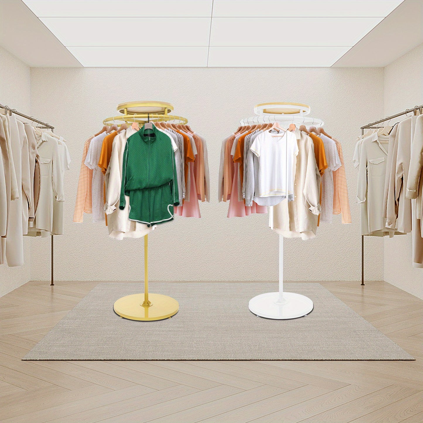 Kledingrek – Garderoberek – Kledingstandaard – Dressboy – Kapstok – 360° Draaibaar – Hoogwaardig Metaal Wit – 60 cm Breed – 140 cm Hoogte – Verstelbare Voetkussentjes