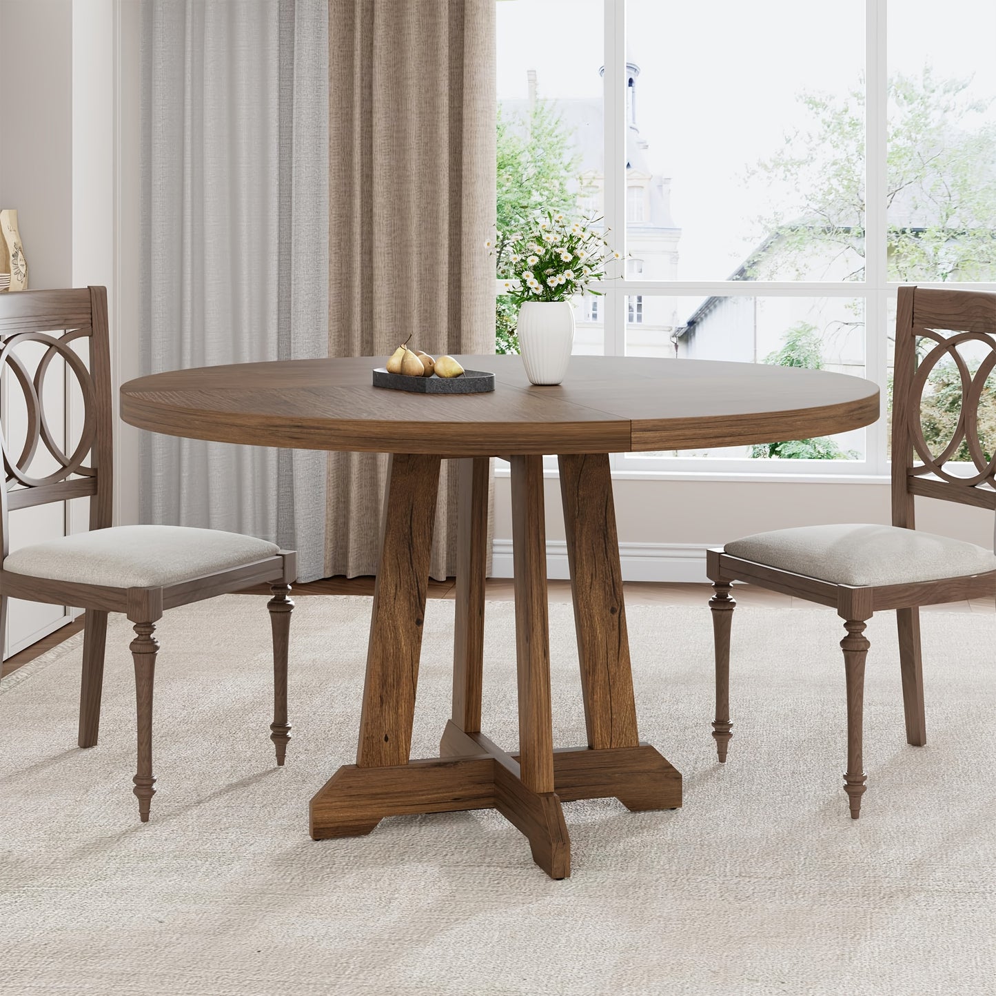 Ronde Eettafel – Houten Tafel – Eetkamertafel – Keukentafel – Dinertafel – Voor 4 Personen – Massief Hardhout – Diameter 119 cm