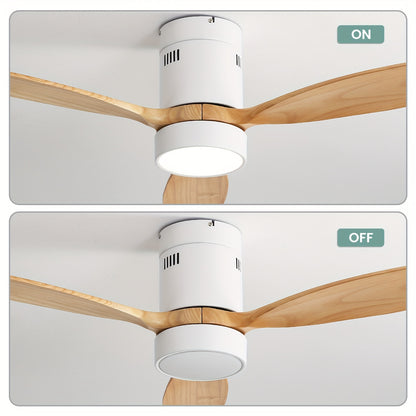 Plafondventilator – Ventilator – Plafondventilator Met Licht – Dakventilator – Luchtcirculator – Wit Met Houten Bladen – Reversibele DC Motor – Afstandsbediening & LED Verlichting