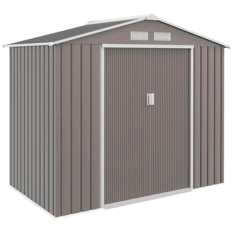 Large 2.13x1.30x1.85m Heavy-Duty Metal Tool Shed with Sliding Doors - Temporary Removable Panel Design, Alloy/Steel Frame & Galvanized Top, Spacious Outdoor Storage for Garden, Workshop, Construction Site - Easy Assembly, Dur