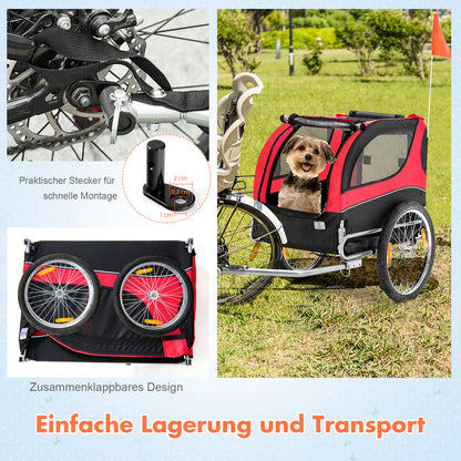 Hondenfietsaanhanger – Fietsaanhanger Hond – Hondenbuggy – Fietsbuggy Hond – Hondenkar Fiets – Draaggewicht 40 Kg – Opvouwbaar En Weerbestendig