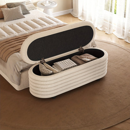 Witte Opberg Ottoman – Slaapkamer Kruk – Voetenbank – Schoenenkast – Opbergmeubel – 3,2 Kubieke Voet Ruimte – Zachte Gewatteerde Zitting