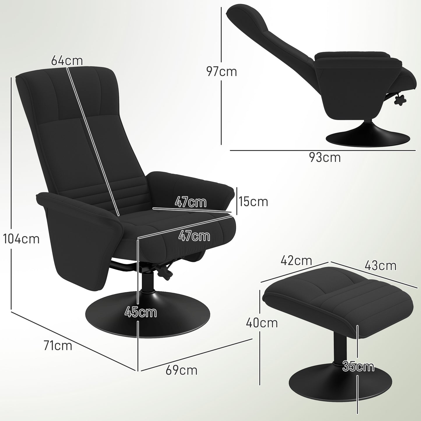 Tv-stoel – Relaxfauteuil – Draaifauteuil – Ligstoel – Lounge stoel – Microvezel Zitting – Draaibaar Met Rugleuning Tot 135° – Draagvermogen 150 kg