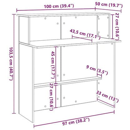 Bureau – Werkplek – Schrijftafel – Ontvangstbalie – Computertafel – Zwart – Stevig Hardhout – Ruim Werkblad met Opbergruimte
