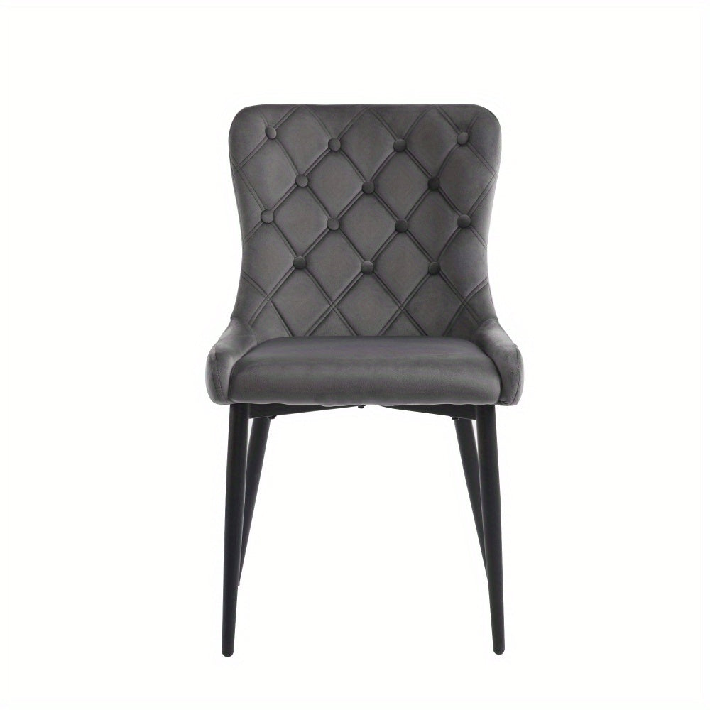 Eetkamerstoelen – Stoelen – Kuipstoelen – Keukenstoelen – Designstoelen – Donkergrijs – Velvet Bekleding – Metalen Zwarte Poten – Ergonomisch Komfort – Set van 2