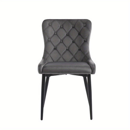 Eetkamerstoelen – Stoelen – Kuipstoelen – Keukenstoelen – Designstoelen – Donkergrijs – Velvet Bekleding – Metalen Zwarte Poten – Ergonomisch Komfort – Set van 2