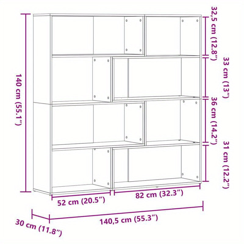 Bookcase 4-Tier Corner 85X85X140 Cm Finished Wood Black