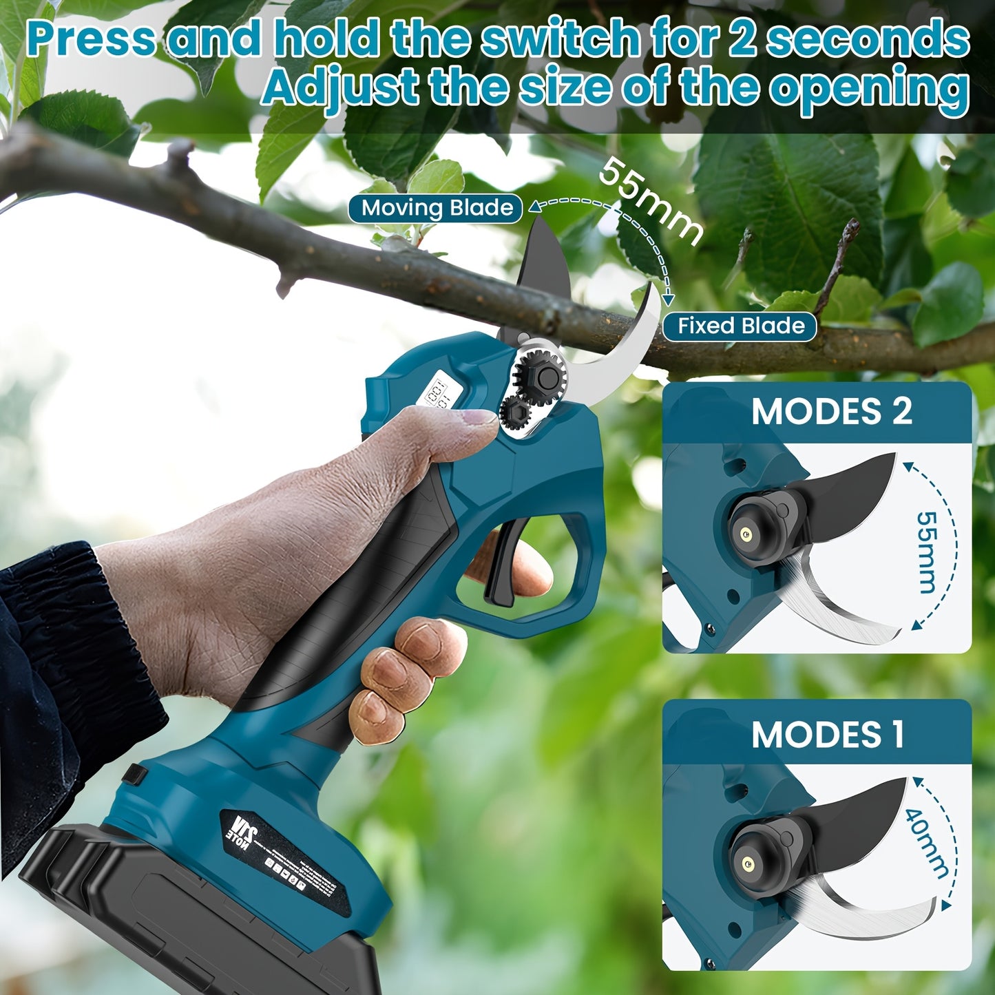 Elektrische Snoeischaar – Takkenschaar – Snoeigereedschap – Tuinschaar – Snoeistok – 18V Brushless Motor – Verlengbare Stok Tot 2 Meter