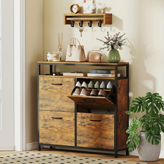 for shoe Rack, for shoe Cabinet with 4 Foldable Drawers, Entryway for shoe Rack, Cabinet with for shelves, Narrow for shoe Rack, for shoe Bench, Multi-purpose Cabinet, 103 X 34.5 X 72cm, Perfect for Shoes, Hallway, Bathroom,
